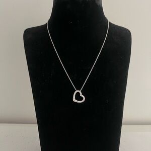 NWT Diamonique Silver Heart Diamond Pendant Necklace